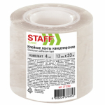Клейкие ленты 12 мм х 33 м канцелярские STAFF CLASSIC, КОМПЛЕКТ 4 шт., прозрачные. 271260