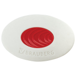 Ластик BRAUBERG "Oval PRO", 40х26х8 мм, овальный, красный пластиковый держатель. 229560