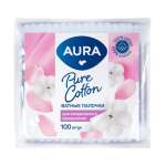 Ватные палочки КОМПЛЕКТ 100 шт., AURA, полиэтиленовый пакет, 20773, 1646, 6470. 127485