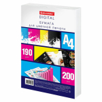 Бумага для цветной лазерной печати А4, ПЛОТНАЯ 190 г/м2, 200 л., BRAUBERG DIGITAL, 145% (CIE). 115383