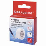 Клейкая лента невидимая, матовая, 12 мм х 33 м, BRAUBERG. 227256