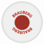 Ластик BRAUBERG "Universal", 30х30х8 мм, белый, круглый, красный пластиковый держатель. 222472