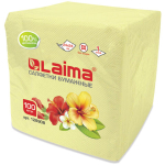 Салфетки бумажные 100 штук, 24х24 см, LAIMA, жёлтые (пастельный цвет), 100% целлюлоза. 126908