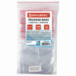 Пакеты с замком ZIP LOCK "зиплок", комплект 100 шт., 80х120 мм, ПВД, толщина 35 микрон, BRAUBERG. 606209