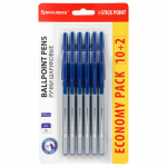 Ручки шариковые с грипом BRAUBERG "i-STICK POINT", НАБОР 10+2 ШТ., СИНИЕ, линия письма 0,35 мм, блистер.144025