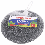 Губка (мочалка) металлическая, сетчатая, 60 г, БОЛЬШАЯ, для посуды, гриля, плиты, LAIMA. 603105