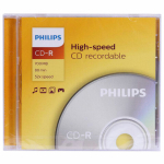 Диск CD-R PHILIPS, 700 Мб, 52x, Slim Case (1 штука), CR7D5SF01/97. 514201