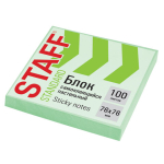 Блок самоклеящийся (стикеры) STAFF STANDARD, ПАСТЕЛЬНЫЙ 76х76 мм, зеленый, 100 листов. 116575