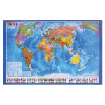 Коврик-подкладка настольный для письма (590х380 мм), с картой мира, BRAUBERG. 236777