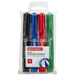 Маркеры перманентные BRAUBERG "Classic", НАБОР 4 ЦВЕТА, круглый наконечник, 3 мм. 150299