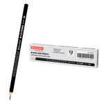 Карандаш чернографитный BRAUBERG, 1 шт., "Black&White", HB, трехгранный, корпус черный, заточенный. 181297