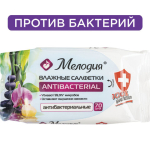 Салфетки влажные 70 шт., АНТИБАКТЕРИАЛЬНЫЕ, МЕЛОДИЯ. 129897
