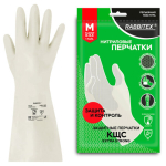 Перчатки нитриловые КЩС, EXTRA STRONG, химически устойчивые, белые, размер 8-8,5, M (средний), RABBITEX (РАББИТЕКС). 700915