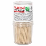 Зубочистки деревянные LAIMA, КОМПЛЕКТ 190 штук, в диспенсере. 604770
