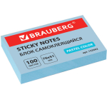 Блок самоклеящийся (стикеры) BRAUBERG, ПАСТЕЛЬНЫЙ, 76х51 мм, 100 листов, голубой. 122692