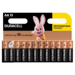 Батарейки КОМПЛЕКТ 12 шт., DURACELL Basic ОРИГИНАЛ, AA (LR6, 15А), алкалиновые, пальчиковые. 450432