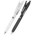 Ручка шариковая автоматическая С УДЛИНЕННЫМ ГРИПОМ BRAUBERG "BLACK & WHITE", СИНЯЯ, пишущий узел 0,5 мм, линия письма 0,35 мм. 144462