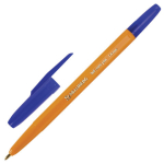 Ручка шариковая BRAUBERG "Carina Orange", СИНЯЯ, корпус оранжевый, узел 1 мм, линия письма 0,5 мм. 141668