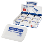 Ластик BRAUBERG "WHITE", 45х28х12 мм, скошенный, белый. 272734